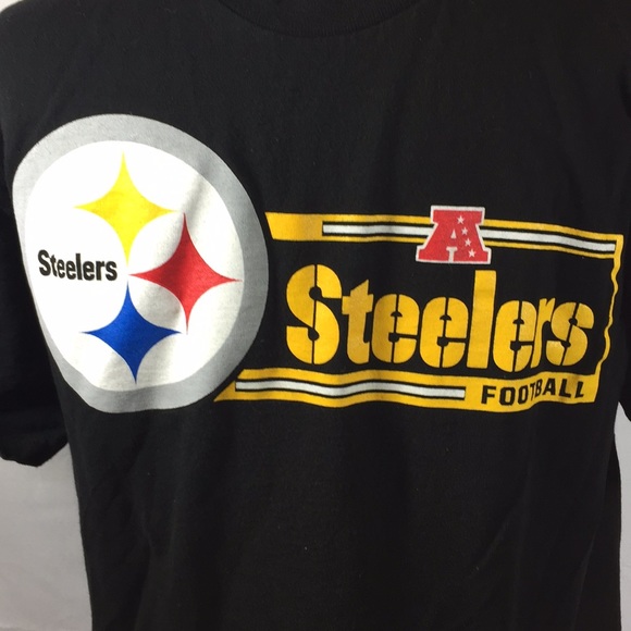 Steelers Tee Shirt Men Size M/M Black Shirt Sleeves - Picture 2 of 6